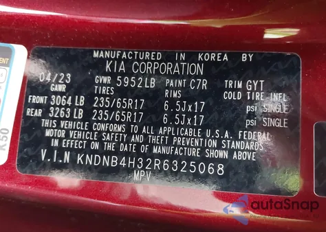 2024 Kia Carnival Mpv Lx Seat Package z USA, uszkodzony, nr VIN KNDNB4H32R6325068